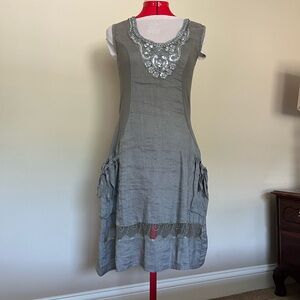 Linen pull on summer dress.